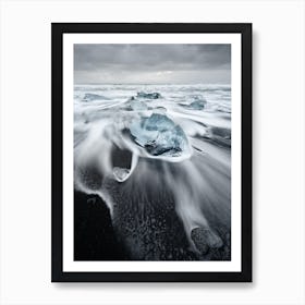 Ice blocks in the surf Affiche