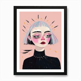 Girl With Feathers 4 Art Print