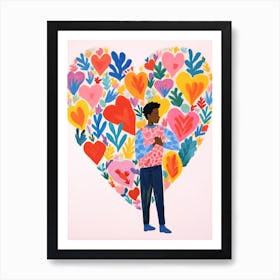 Heart Portrait Of A Person Matisse Inspired Patterns 4 Art Print