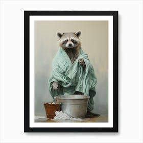 Laundry Racoon. Bathroom print art Art Print