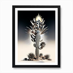 Silver Torch Joshua Tree Vintage Botanical Line Drawing  (7) Art Print