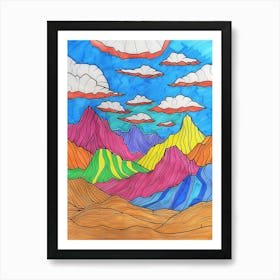 Rainbow Mountains Royalty Free Illustration Art Print