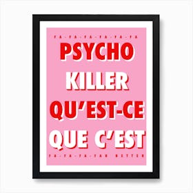Psycho Killer Print | Talking Heads Print Art Print