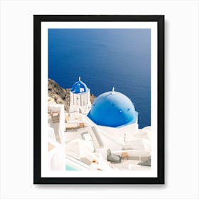 Blue Domes Of Oia  Art Print