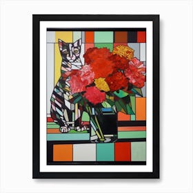 Carnation With A Cat 2 Abstract Expressionist Art Print