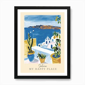 My Happy Place Santorini 2 Travel Poster Art Print