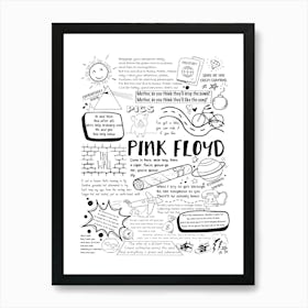 Pink Floyd Doodle Lyrics Art Print