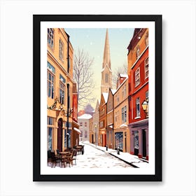 Vintage Winter Travel Illustration Bristol United Kingdom 2 Art Print