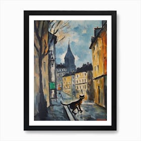 Painting Of Paris With A Cat In The Style Of Surrealism, Dali Style 2 Art Print