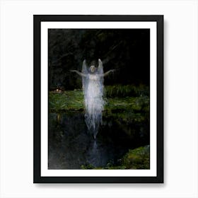 Wisp at the Foot of Monte Civetta in the Dolomites - Teodoro Wolf Ferrari, 1897 | Ghostly Apparition Art Print for Moody Antique Victorian Wall Feature in Remastered HD Art Print