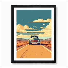 A Ford F 150 Car In Route 66 Flat Illustration 2 Art Print