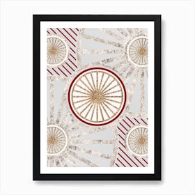 Geometric Abstract Glyph in Festive Gold Silver and Red n.0071 Art Print