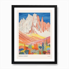 Nanga Parbat Pakistan 2 Colourful Mountain Illustration Poster Art Print