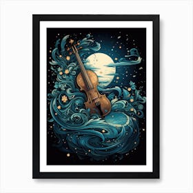 Violin In The Sea Art Print