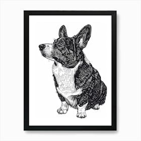 Cardigan Welsh Corgi Line Sketch 3 Art Print