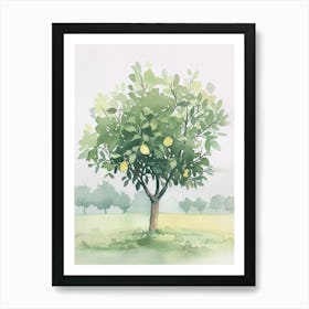 Lemon Tree Atmospheric Watercolour Painting 4 Art Print