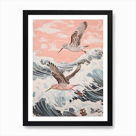 Vintage Japanese Inspired Bird Print Dunlin 3 Art Print