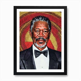 Morgan Freeman Illustration Movies Art Print