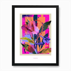 Lisianthus 2 Neon Flower Collage Poster Art Print