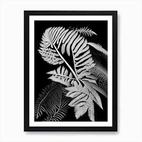 Mimosa Leaf Linocut 1 Art Print