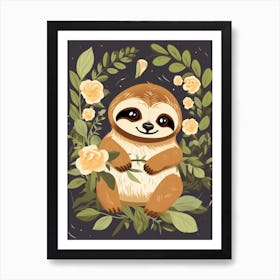 Baby Animal Illustration  Sloth 2 Art Print