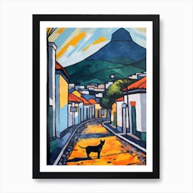 Painting Of Cape Town With A Cat 2 In The Style Of Matisse Art Print