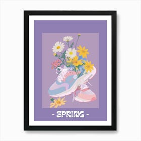 Spring Poster Retro Sneakers With Flowers 90s Illustration 1 Art Print