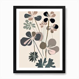 Wild Geranium Wildflower Modern Muted Colours Art Print