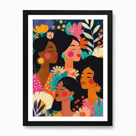 Floral Multi Cultural International Women's Day March 8 Art Print