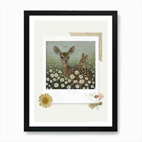 Scrapbook Deer And Bunnies Fairycore Painting 2 Art Print