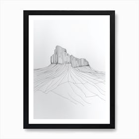 Table Mountain South Africa Line Drawing 2 Art Print