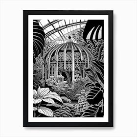 Muttart Conservatory, Canada Linocut Black And White Vintage Art Print