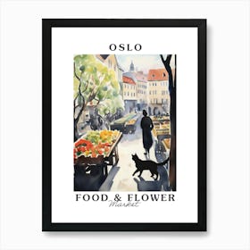 Food Market With Cats In Oslo 3 Poster Art Print
