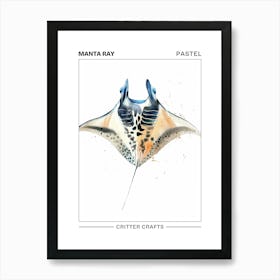 Manta Ray Pastel Watercolour 1 Poster Art Print