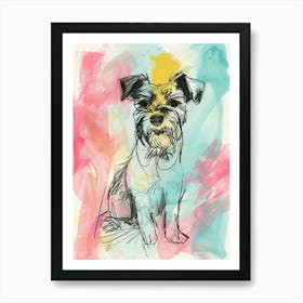 Pastel Lakeland Terrier Dog Pastel Line Illustration  2 Art Print