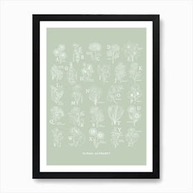 Floral Alphabet | Sage Green Art Print