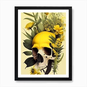 Animal Skull Yellow Botanical Art Print