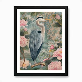 Heron In The Garden Art Print