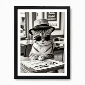 Cat Cafe Por Favor Funny Illustration Kids Kitchen Gift Art Print (5) Art Print