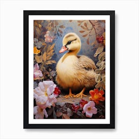 Floral Ornamental Duckling 3 Art Print