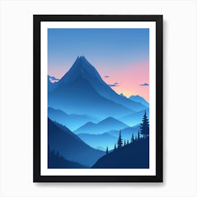 Misty Mountains Vertical Composition In Blue Tone 134 Art Print