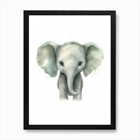 Watercolour Jungle Animal Baby Elephant 3 Art Print
