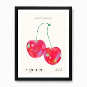 Cherries Retro Alignment Angel Numbers 222 Art Print