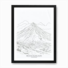 Mount Kanlaon Philippines Color Line Drawing 7 Poster Art Print