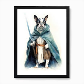 Boston Terrier Dog As A Jedi 2 Art Print