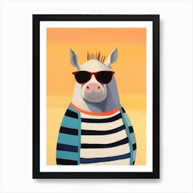 Little Rhinoceros 2 Wearing Sunglasses Art Print