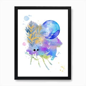 Watercolor Of Flowers And Leaves 1 Art Print