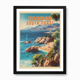 Vintage 1970s Travel Poster Of French South Coast Art Print