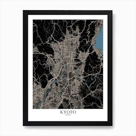 Kyoto Black Blue Art Print