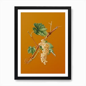 Vintage Vermentino Grapes Botanical on Sunset Orange n.0452 Art Print